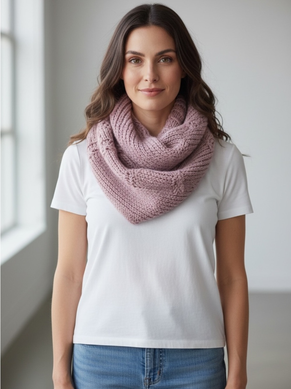 Laundry By Shelli Segal Dusty Rose Knit Infinity Scarf